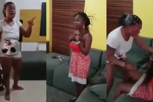REACTIONS AS HOUSE WIFE INVITES HER HUSBAND’S SIDE-CHIC TO THE HOUSE WITH HIS PHONE, BEATS HER WITH A BELT 