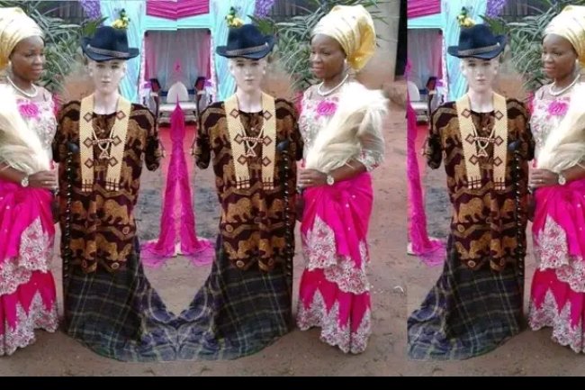 NIGERIAN LADY WEDS A MANNEQUIN TO REPRESENT HER FIANCÉ WHO IS BASED ABROAD