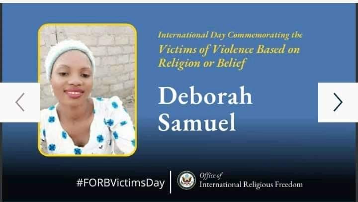 U.S HONOURS DEBORAH SAMUEL KILLED IN SOKOTO 