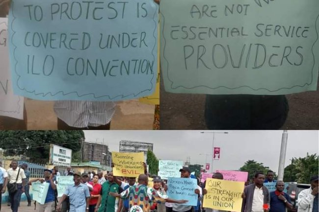 AVIATION WORKERS PROTEST ANTI LABOUR CLAUSES IN AVIATION BILL