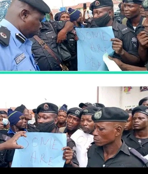 OSUN POLICEMEN PROTEST NON-PAYMENT OF THEIR SALARIES, ACCUSE OKADA RIDERS OF SLEEPING WITH THEIR WIVES