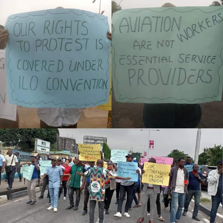 AVIATION WORKERS PROTEST ANTI LABOUR CLAUSES IN AVIATION BILL