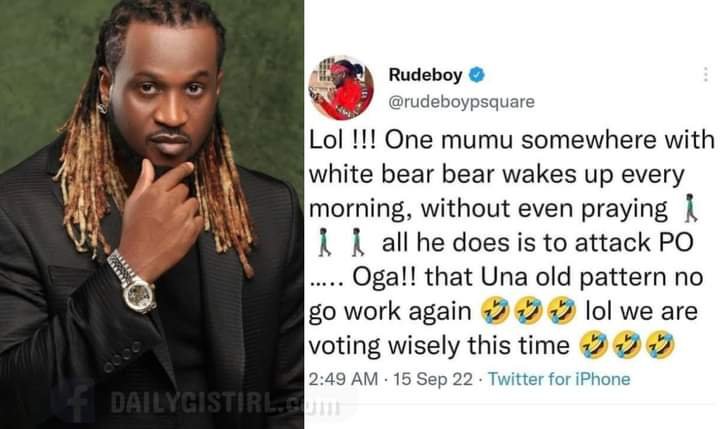 "ONE MUMU SOMEWHERE WITH WHITE BEAR BEAR" – RUDEBOY OF P-SQUARE MOCKS RENO OMOKRI