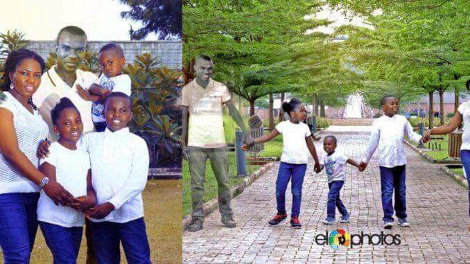 NIGERIAN WOMAN PHOTOSHOPS HER LATE HUSBAND INTO FAMILY PHOTOS AS SHE CELEBRATES HIS BIRTHDAY
