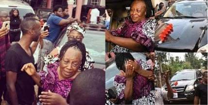 PATIENCE ỌZỌKWỌR SHEDS TEARS OF JOY AS SHE RECEIVES A CAR GIFT FROM HER CHILDREN