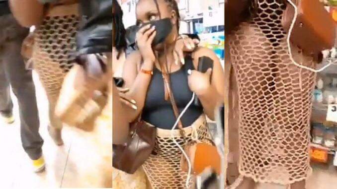 PRETTY NIGERIAN LADY DISGRACED AND CHASED OUT OF SHOPRITE FOR WEARING A REVEALING DRESS