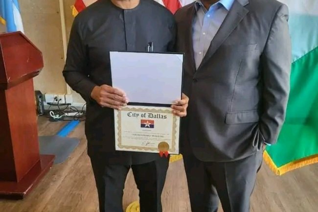 PETER OBI BESTOWS WITH HONORARY CITIZENSHIP OF DALLAS, U.S