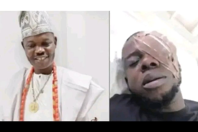 OGUN MONARCH BLINDS TRADER FOR DANCING WITH HIS QUEEN AT A BIRTHDAY PARTY