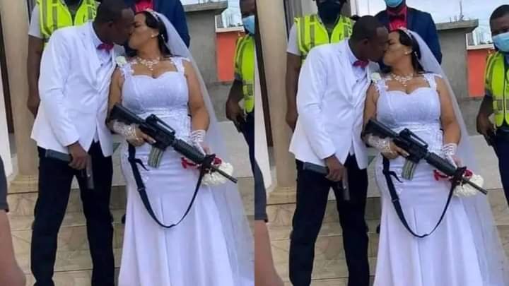 WHY WE CARRIED GUNS AT OUR WEDDING – NIGERIAN COUPLE REVEALS 