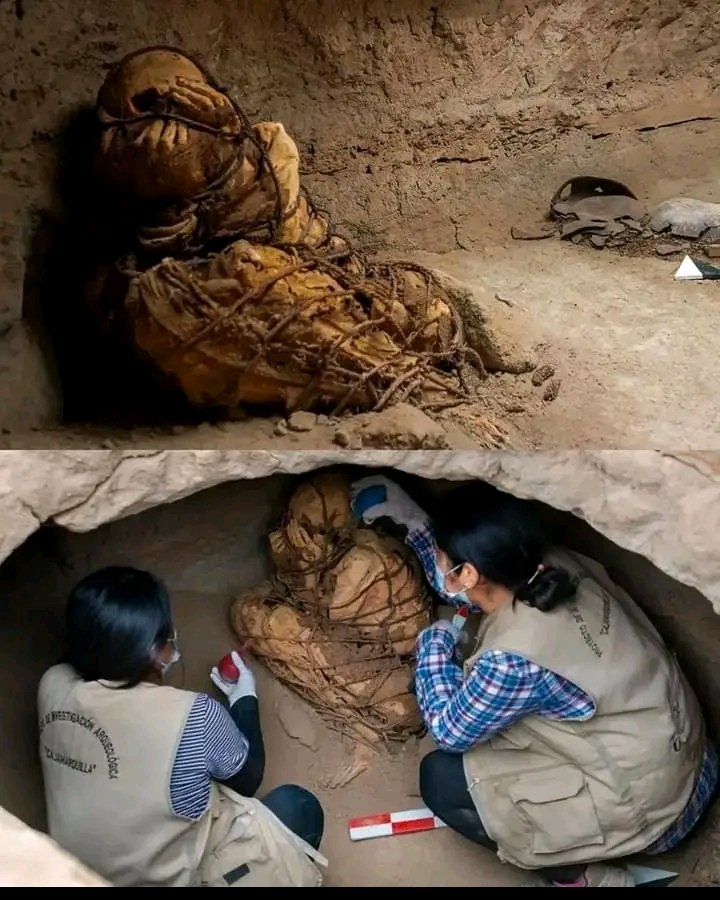 MYSTERIOUS MUMMY FOUND IN TOMB IN PERU WITH HANDS COVERING ITS FACE 