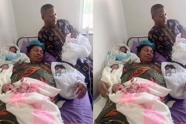 NIGERIAN COUPLE WELCOMES QUINTUPLETS AFTER WAITING ON GOD FOR 16 YEARS OF TRYING