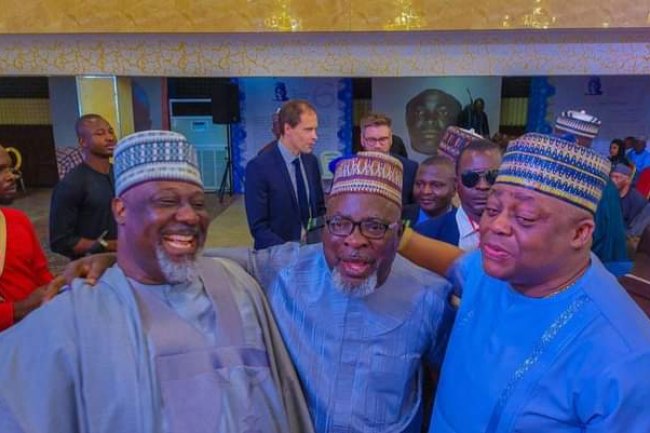 POLITICAL FOES, DINO MELAYE, FANI-KAYODE, MEET AT SARAKI'S MEMORIAL LECTURE