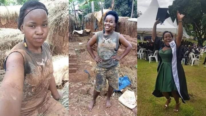 22-YEAR-OLD LADY WHO WORKED AS BRICKLAYER TO PAY HER FEES FINALLY BECOMES SUCCESSFUL, BAGS DEGREE FROM UNIVERSITY