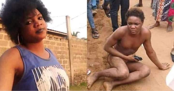NIGERIAN MAN WHO DRESSED LIKE A LADY TO EXTORT MONEY FROM GUYS, CAUGHT AND STRIPPED
