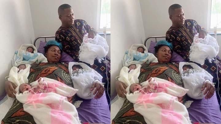NIGERIAN COUPLE WELCOMES QUINTUPLETS AFTER WAITING ON GOD FOR 16 YEARS OF TRYING