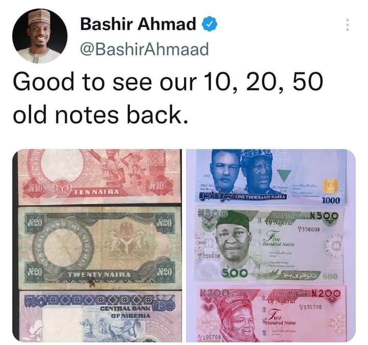 BUHARI'S AIDE COMPARES REDESIGNED NAIRA TO OLD ₦50 ₦20, ₦10 NOTES