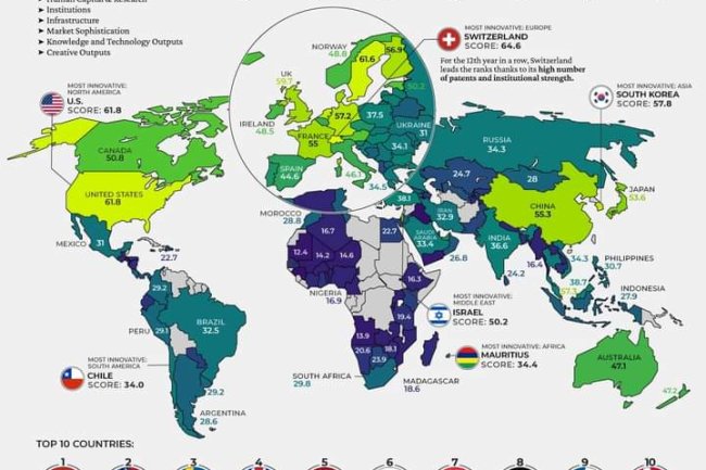 2022: HERE ARE THE 50 MOST INNOVATIVE COUNTRIES IN THE WORLD
