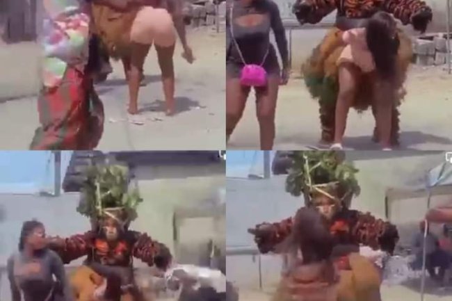 MASQUERADE FORGETS HIS TRADITIONAL DUTIES AS FEMALE FANS TWERKS FOR HIM