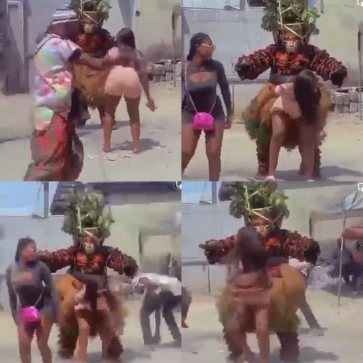 MASQUERADE FORGETS HIS TRADITIONAL DUTIES AS FEMALE FANS TWERKS FOR HIM