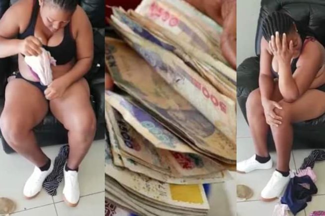 SAD AS HOUSE HELP CAUGHT AFTER STEALING MADAM'S MONEY, PANTIES HIDES THEM INSIDE HER UNDERWEAR