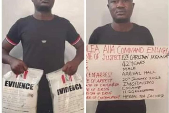 BRAZIL RETURNEE ARRESTED AS NDLEA INTERCEPTS COCAINE, SKUNK CONSIGNMENTS AT ENUGU AIRPORT AND LAGOS SEAPORT