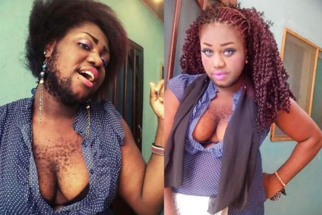 MEET NIGERIAN WOMAN WHO HAVE THE FACE OF A MAN AND BODY OF A MAN-WOMAN