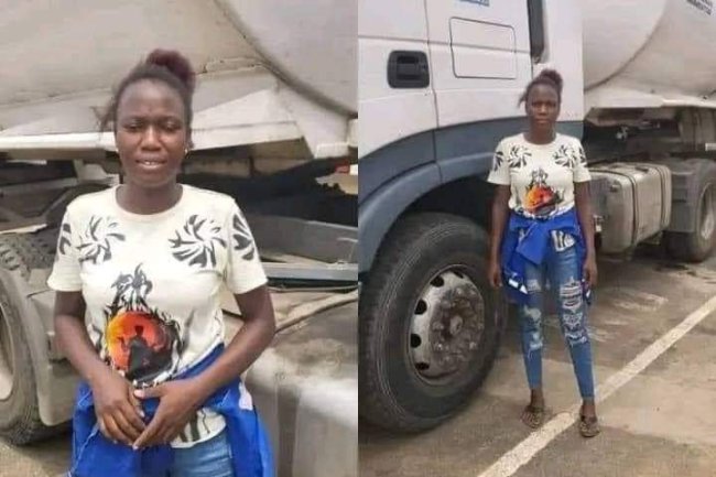 MEET YEMI, A 26-YEAR-OLD LADY WHO DRIVES FUEL TANKER TO EARN A LIVING 