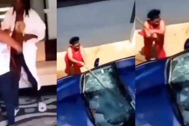 LADY AND HER FRIENDS TEAM UP TO SMASH BOYFRIEND’S CAR WINDSCREEN FOR CHEATING ON HER 