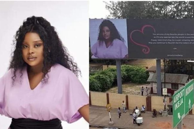 HIGHEST BUILDER: NIGERIAN MAN RENTS LARGE BILLBOARD TO CELEBRATE GIRLFRIEND ON VALENTINE’S DAY