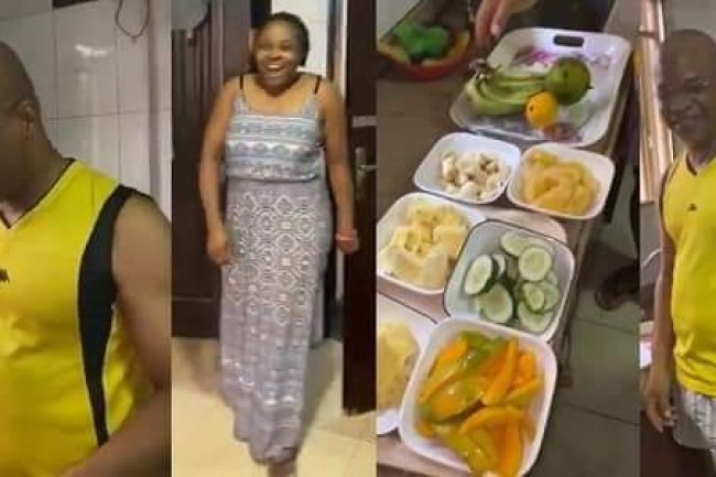 “HEAVEN WILL NOT FALL IF YOU COOK FOR YOUR WIFE” – NIGERIAN MAN SAYS AS HE MADE A SPECIAL TREAT FOR HIS WIFE