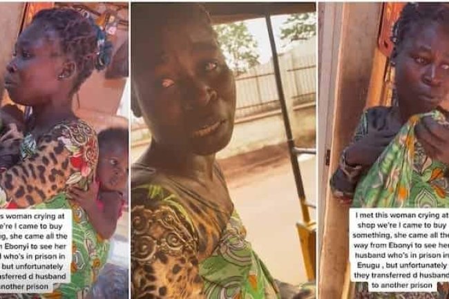 HEARTBROKEN: NIGERIAN LADY VISITS HUSBAND IN PRISON BUT FAILS TO SEE HIM, SHE CRIES IN VIDEO