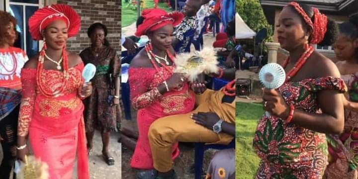 "SHE SHOULD HAVE GIVEN BIRTH FIRST" - MIXED REACTIONS AS HEAVILY PREGNANT LADY HOLDS TRADITIONAL WEDDING