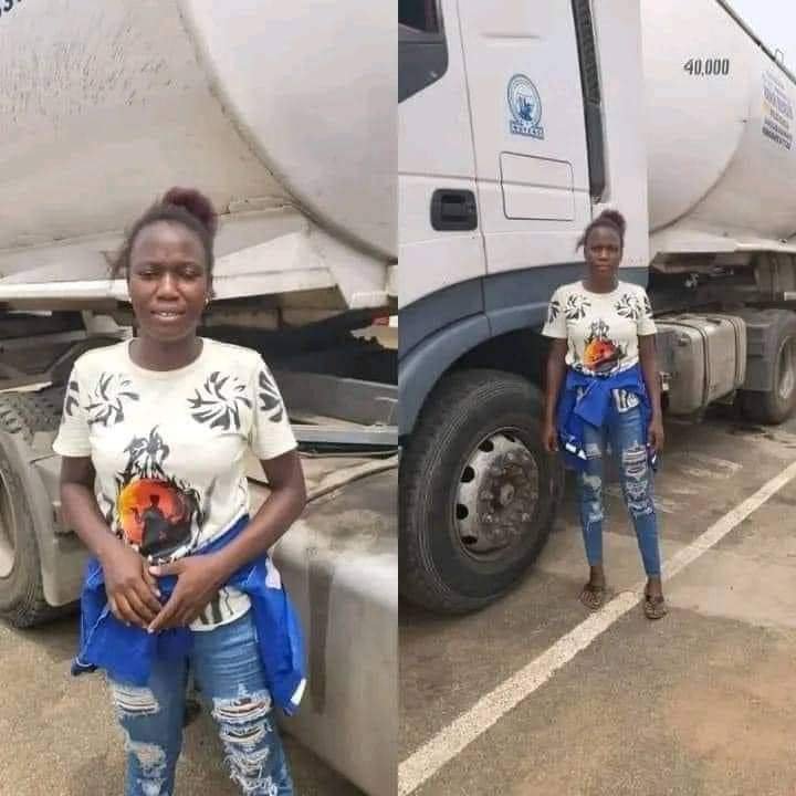 MEET YEMI, A 26-YEAR-OLD LADY WHO DRIVES FUEL TANKER TO EARN A LIVING 