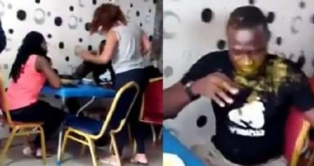 NIGERIAN WOMAN POURS HOT SOUP ON HER HUSBAND AFTER SHE CAUGHT HIM ON A DATE WITH HIS SIDE-CHIC ON VALENTINE