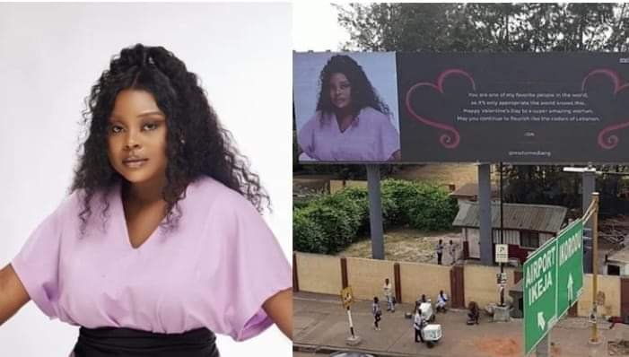 HIGHEST BUILDER: NIGERIAN MAN RENTS LARGE BILLBOARD TO CELEBRATE GIRLFRIEND ON VALENTINE’S DAY