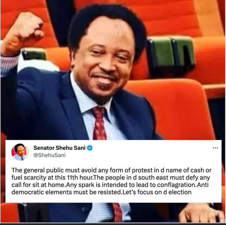 NAIRA/FUEL SCARCITY: AVOID PROTEST, FOCUS ON ELECTION — SHEHU SANI 