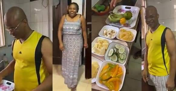 “HEAVEN WILL NOT FALL IF YOU COOK FOR YOUR WIFE” – NIGERIAN MAN SAYS AS HE MADE A SPECIAL TREAT FOR HIS WIFE