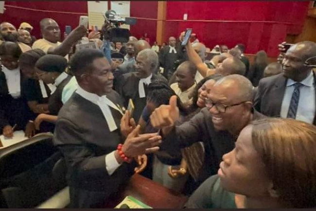 PHOTOS: OBI IN COURT WITH LAWYERS OVER INEC’S BVAS CASE