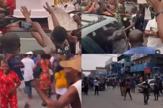 ABIA LABOUR PARTY SUPPORTERS DISPLAY CASKET TO “BURY PDP” AFTER OTTI’S VICTORY IN GOVERNORSHIP ELECTION