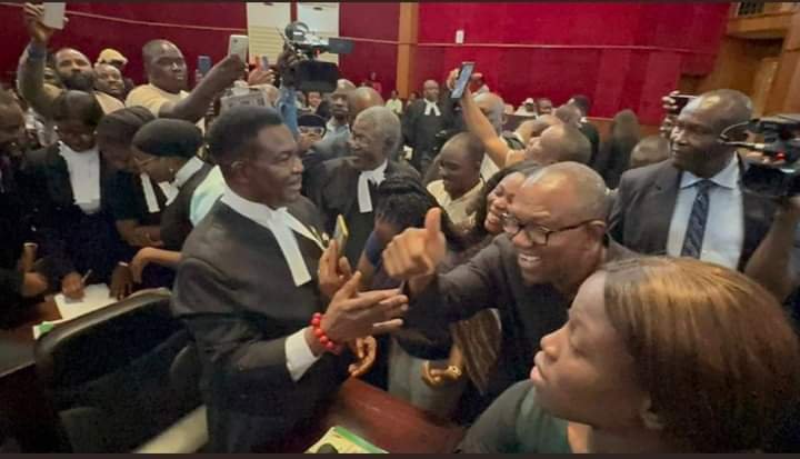 PHOTOS: OBI IN COURT WITH LAWYERS OVER INEC’S BVAS CASE