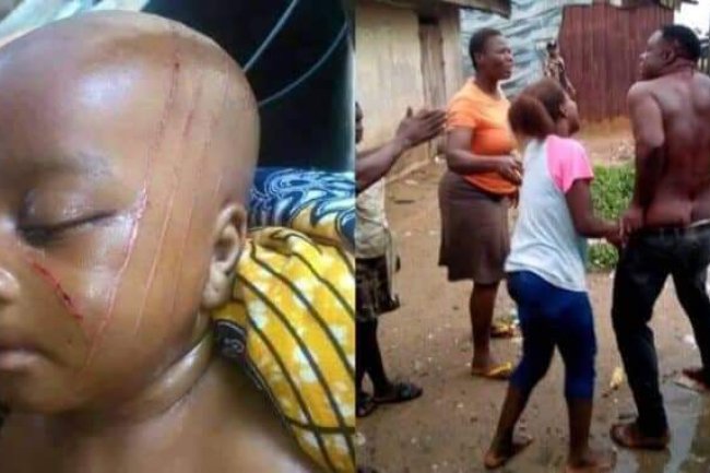 NIGERIAN MAN BEATS MOTHER IN-LAW MERCILESSLY FOR GIVING HIS NEW BORN BABY HORROR TRIBAL MARKS