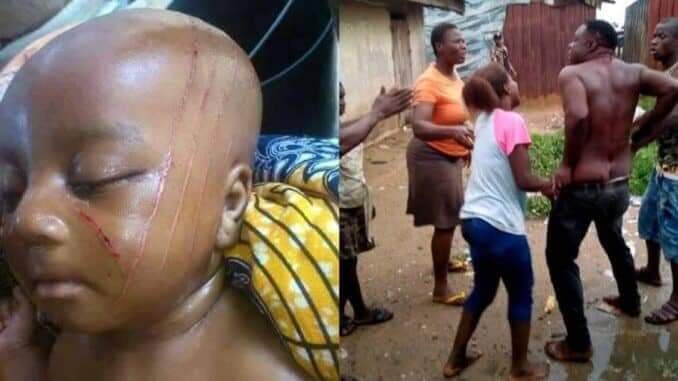 NIGERIAN MAN BEATS MOTHER IN-LAW MERCILESSLY FOR GIVING HIS NEW BORN BABY HORROR TRIBAL MARKS