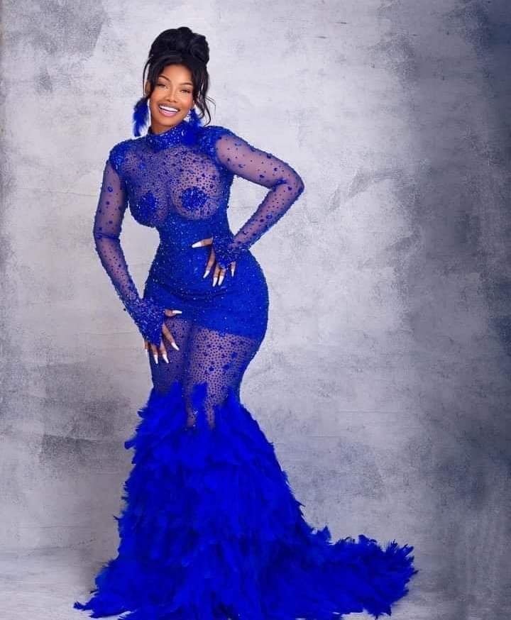 BBN STAR TACHA WEARS ₦9.2M DRESS TO 2023 AMVCA