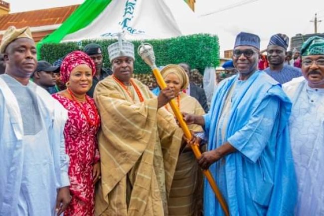 GOV ABDULRAZAQ PRESENTS STAFF OF OFFICE TO KWARA MONARCH, ONIJAGBO OF IJAGBO