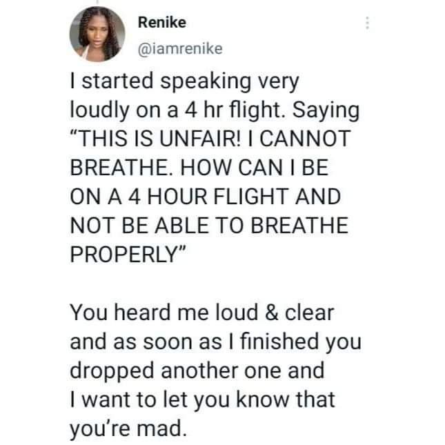 YOU ARE VERY WICKED - NIGERIAN LADY CALLS OUT PASSENGER WHO KEPT FARTING ON LAGOS-CASABLANCA FLIGHT