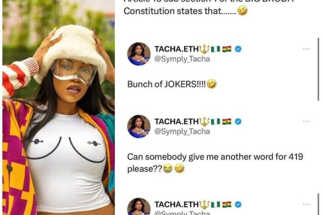 WAR WILL HAPPEN IF I don’t GET AN APOLOGY - TACHA SAYS AS SHE ACCUSES #BBNAIJA ORGANISERS OF DECEIT “419”