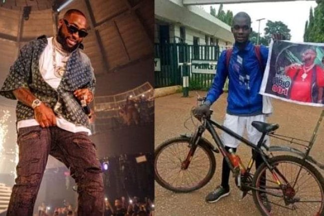 U NO WAN HEAR! DAVIDO TELLS FAN RIDING A BICYCLE FROM BENUE TO LAGOS TO SEE HIM