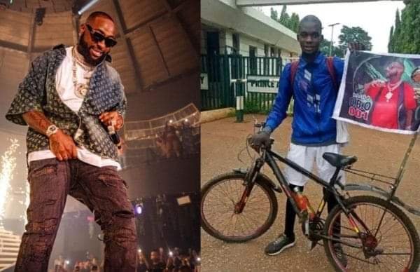 U NO WAN HEAR! DAVIDO TELLS FAN RIDING A BICYCLE FROM BENUE TO LAGOS TO SEE HIM