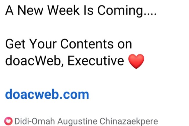 A New Week Is Coming....